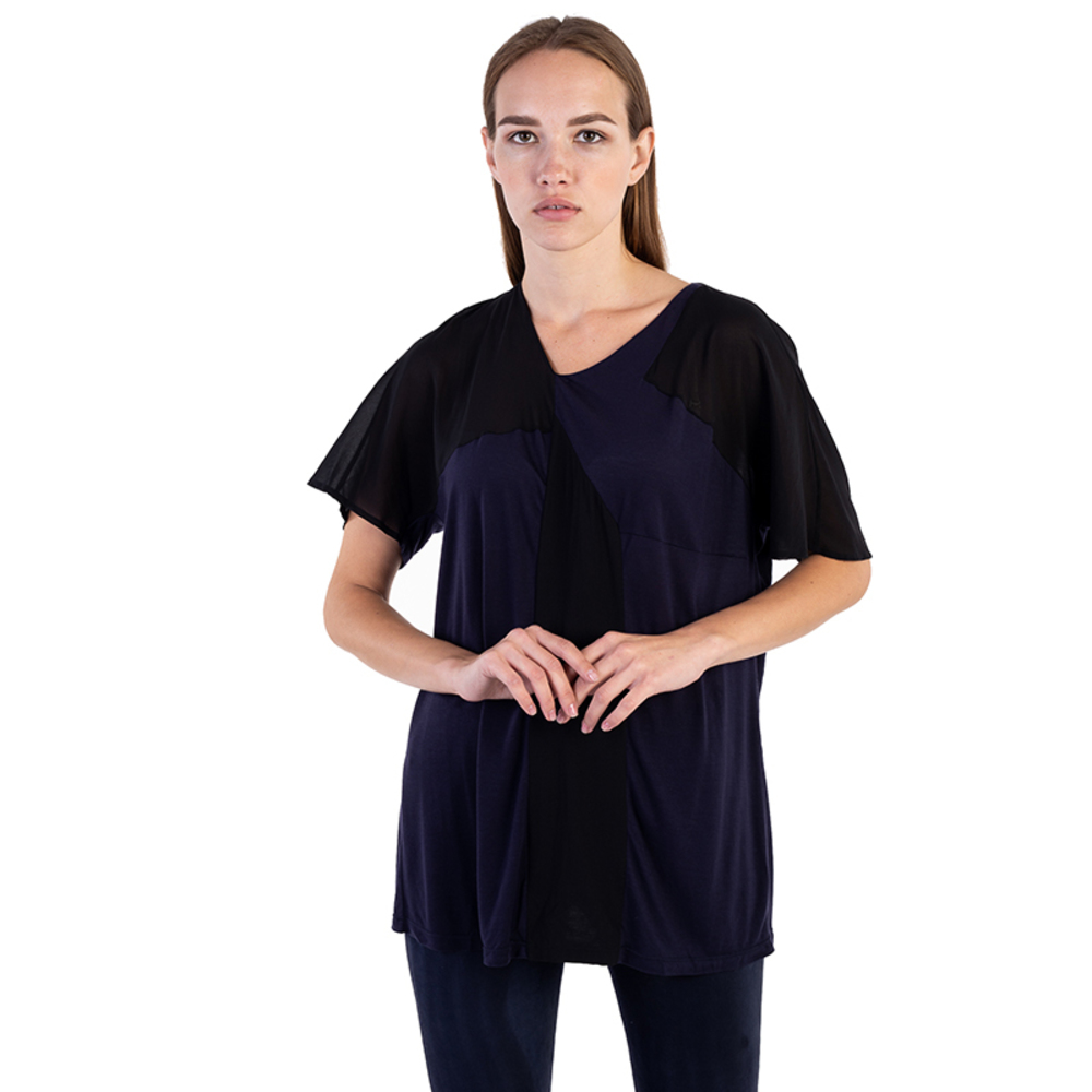 CHALAYAN BLACK, DARK BLUE T-SHIRT | WOMENS SIZE M